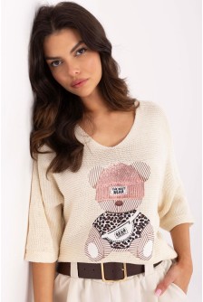 Megztinis trumpomis rankovėmis model 206959 Italy Moda